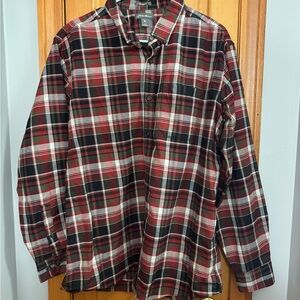 Eddie Bauer Red and Black Relaxed Fit Flannel Shirt - Large